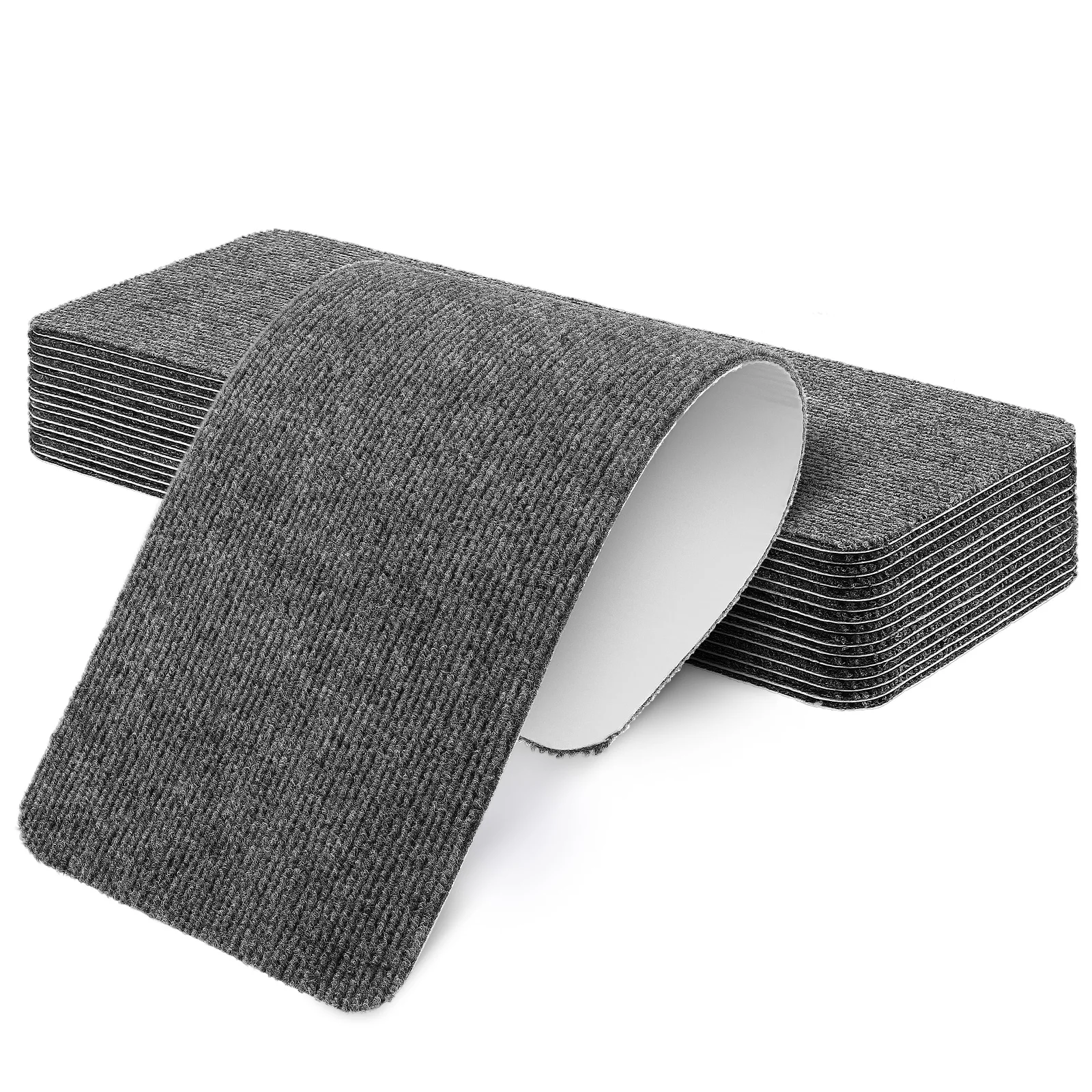 

15 pcs Mats PVC Self Adhesive Carpet Dustproof Pads Non Slip Treads 76x20CM Large Stripe Light Gray Runner Rug Easy Installation