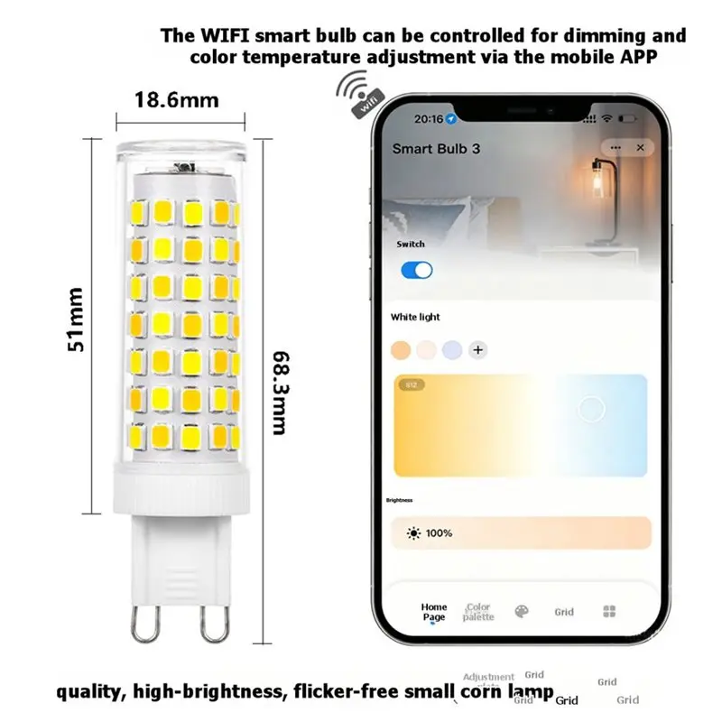 [NEWA76K!】 Wifi Smart G 9 Mini Corn Light 9W 2700K-6500K Dimming And Color Adjustment LED Bulb Doodle Functionality Via Mobile A