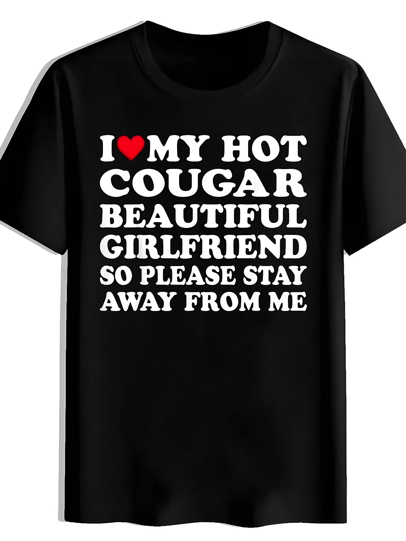Men's Casual Round-neck T-shirt with Heart-shaped Pattern and Uppercase Letter Print. Soft, Comfortable, and Wrinkle-resistant Men's Top. Machine Washable, Anti-pilling, Quick-drying, and Easy to Care for. High-value Short-sleeve T-shirt