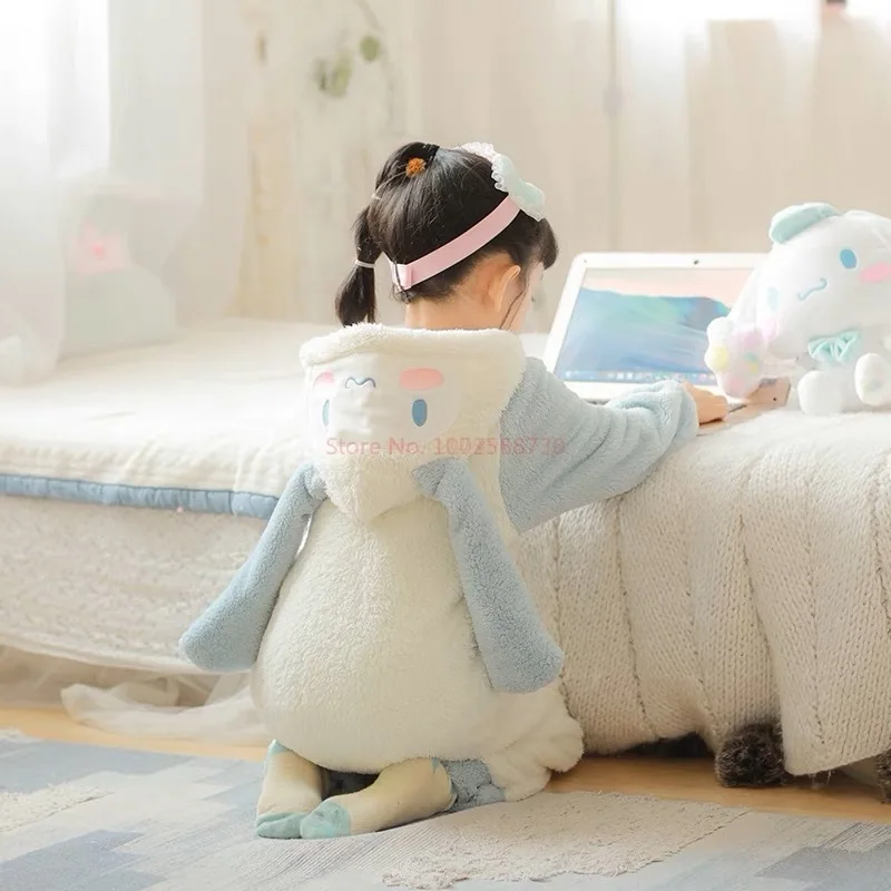 New Sanrio Plush Cinnamoroll Winter Flannel Kids Rompers Girl Boy Toddler Jumpsuit Infant Clothes Pyjamas Child Overalls Gifts