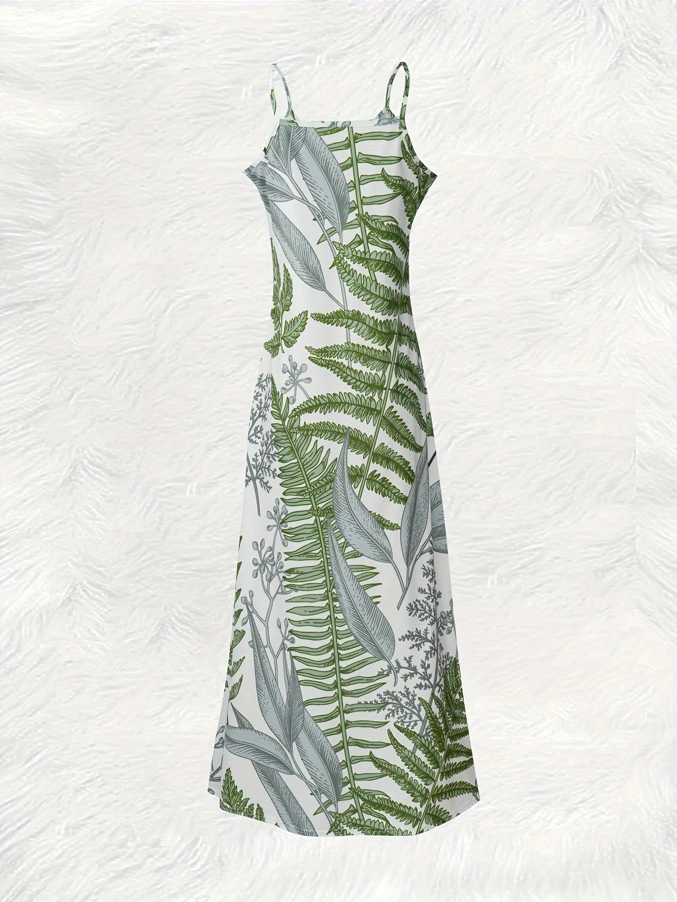 Printed Design casual style Fern Leaf Floral Pattern Print women's dress