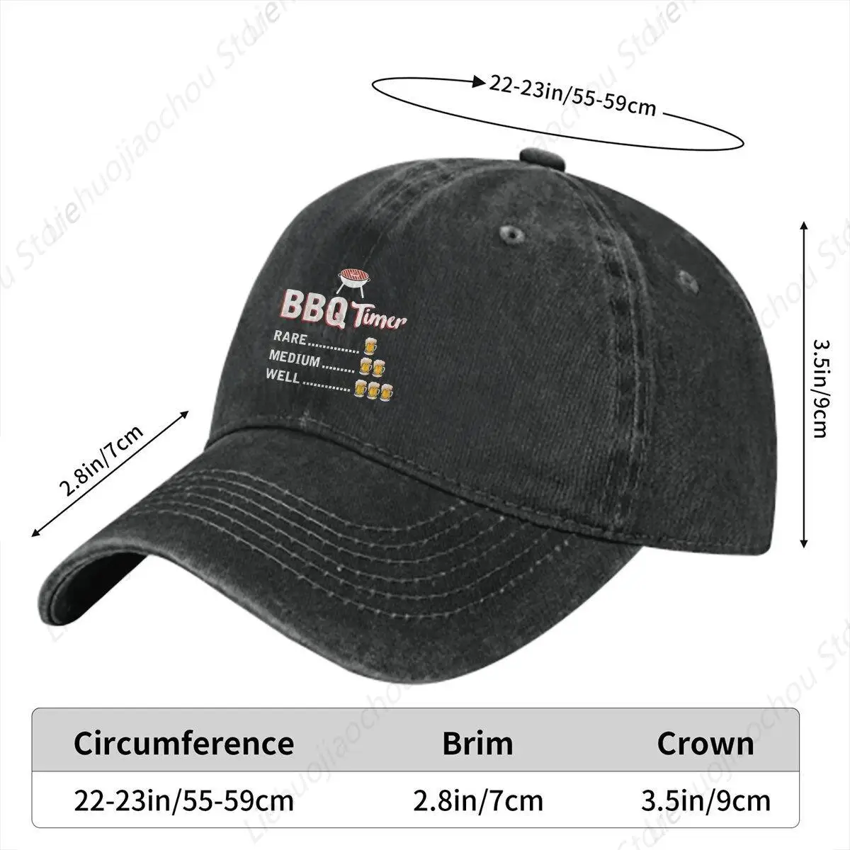 Washed Men's Baseball Cap Timer Barbecue   Grill Grilling Trucker Snapback Caps Dad Hat Barbecue BBQ Golf Hats