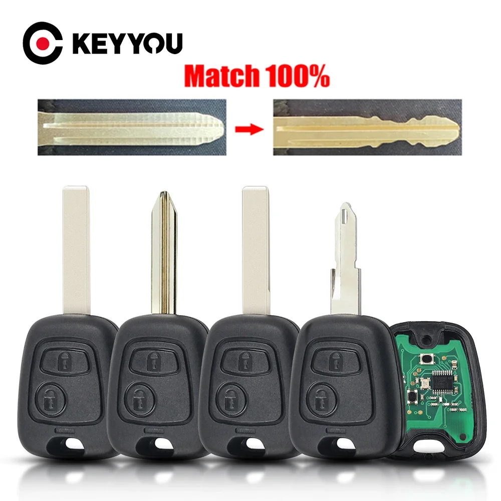 KEYYOU With Cutting Service For Citroen C1 C2 C3 C4 Saxo Picasso For Peugeot 106 107 206 207 306 307 407 Partner Xsara Car Key