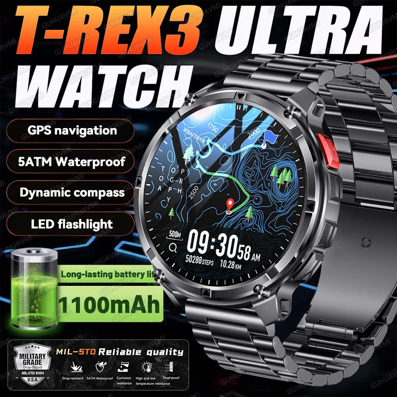 2026 New T-Rex3 Ultra 1100Mah Military Smart Watch Men 1.7