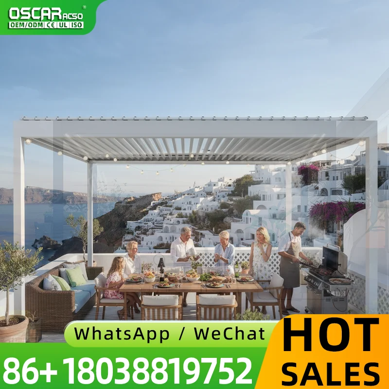 Motorized Opening Roof Waterproof Carports Outdoor Custom Made Aluminum Pergola Powder Coated Patio Furniture Modern for US Back
