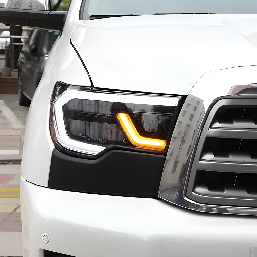 

Для Toyota Tundra Sequoia 2007-2013: Обновленные светодиодные фары в сборе (стиль 2018-2021) с линзами-проекторами, установка Plug and Play