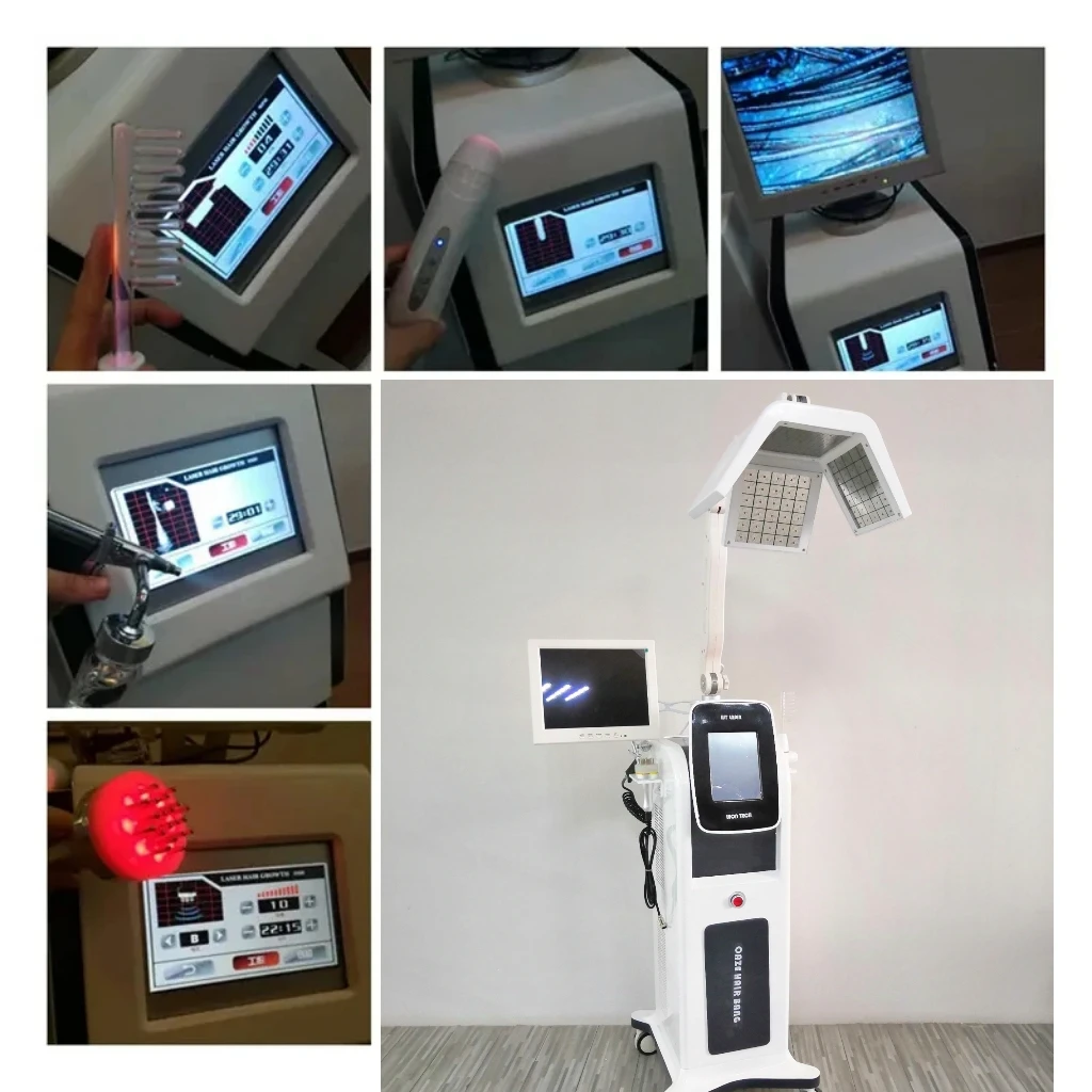 Professional 650nm Diode Laser Hair Growth Machine Hair Loss Treatment Bio Stimulate Hair Restoration Scalp Treatment Detection
