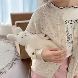 2024 spring girls colorful dot knitted Cardigan children soft loose sweater Coat