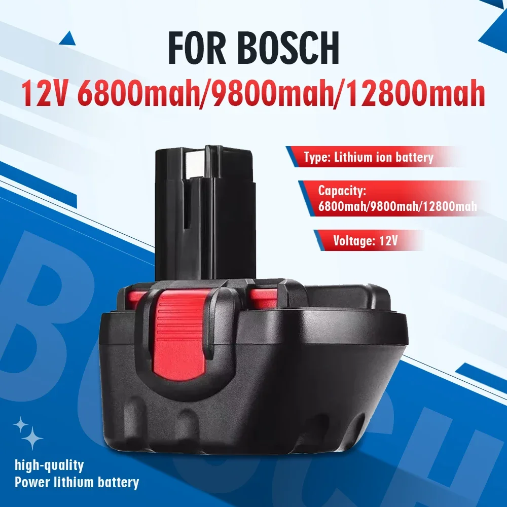 For Bosch 12V 6800mAh Li-ion Battery for GSR Drill, BAT044/BAT047/BAT050 Replacement, Long Runtime for DIY/Construction