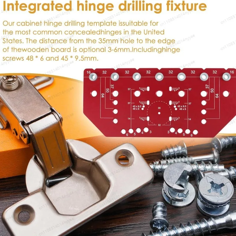 2-in-1 35mm Hinge & Handle Drilling Jig, Multi-Purpose Hole Positioning Tool for Cabinet Doors & Drawers