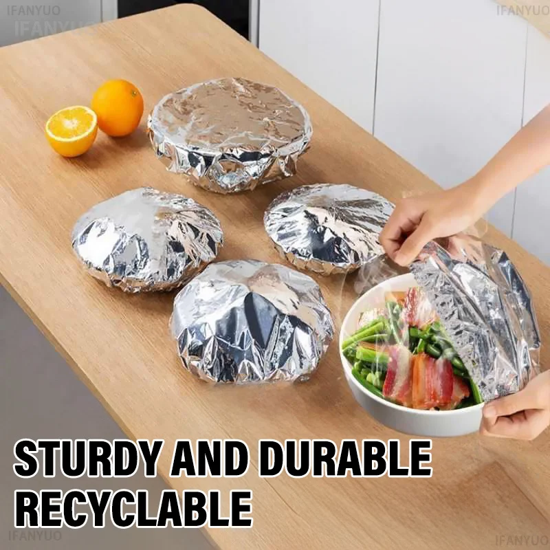 1-50PCS Repeatable Aluminum Foil Insulation Covers Heat Insulation Fresh-keeping Lids Kitchen Storage Supplies Tool Accessories