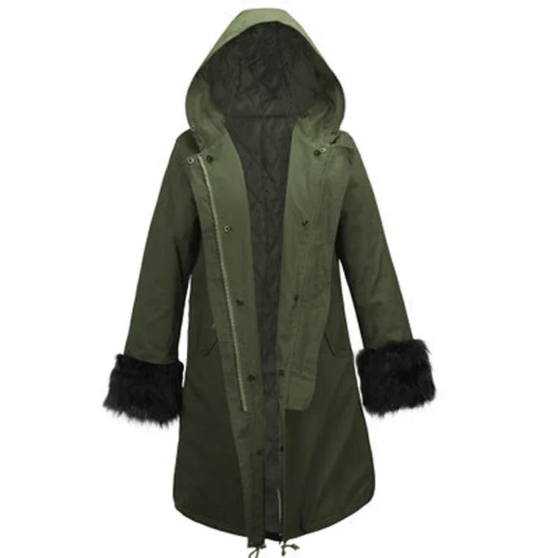 CPSYMYM Otoño e Invierno nuevo abrigo delgado y cálido para mujer abrigo largo europeo y americano con capucha Chaqueta de algodón
