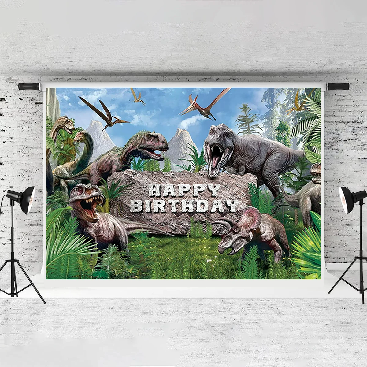 Jurassic Park Dinosaur Theme Backdrop Happy Birthday Kids Photography Decoration New Born Baby Shower Family Welcome Banner