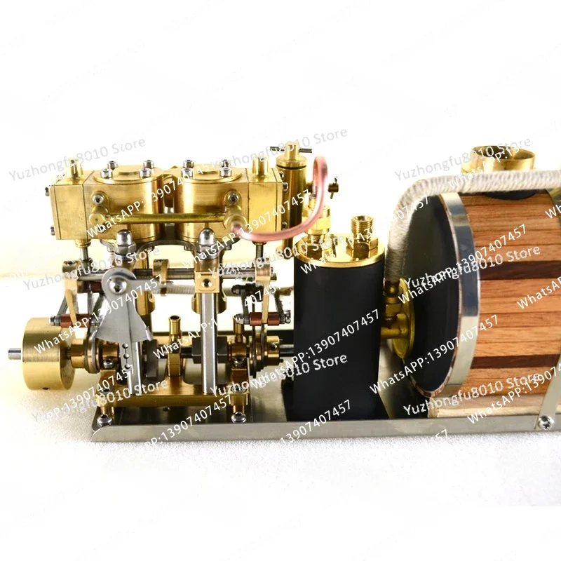 Two-Cylinder Reciprocating Steam Engine Power Group Retro Model Kit, Single Vertical & Horizontal Boiler Steam Power