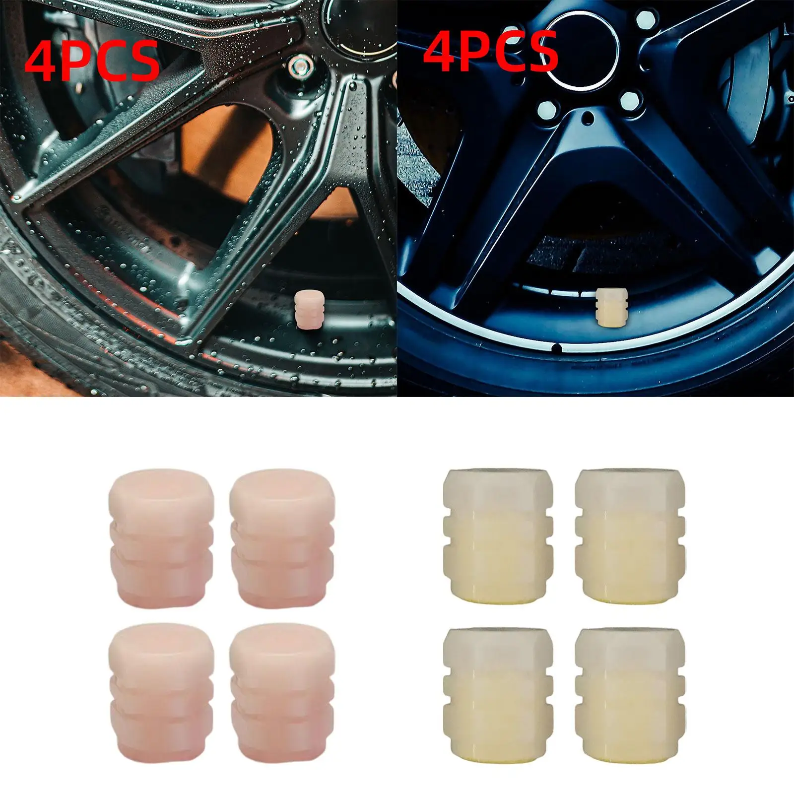 4Pcs Fluorescent Tire Valve Caps Car Tire Stem Caps for SUV Motorcycles