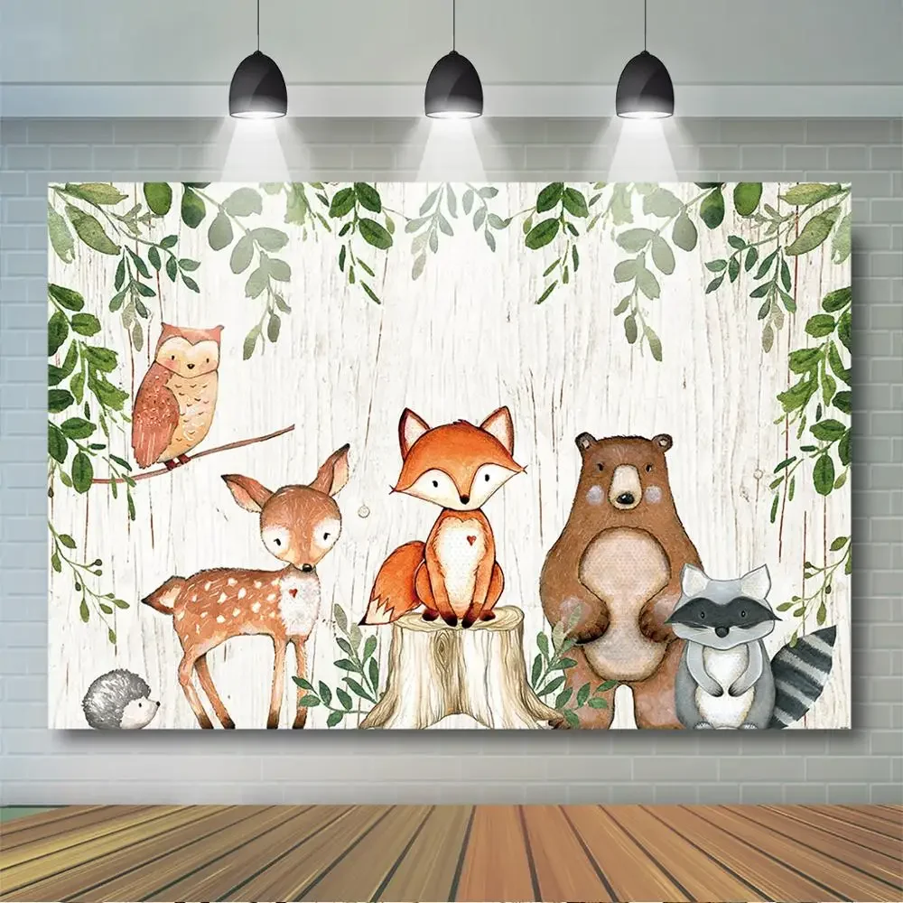 Woodland Baby Shower Birthday Backdrop Woodland Animals  Background Words Custom Woodland Birthday Baby Shower Party Decoration