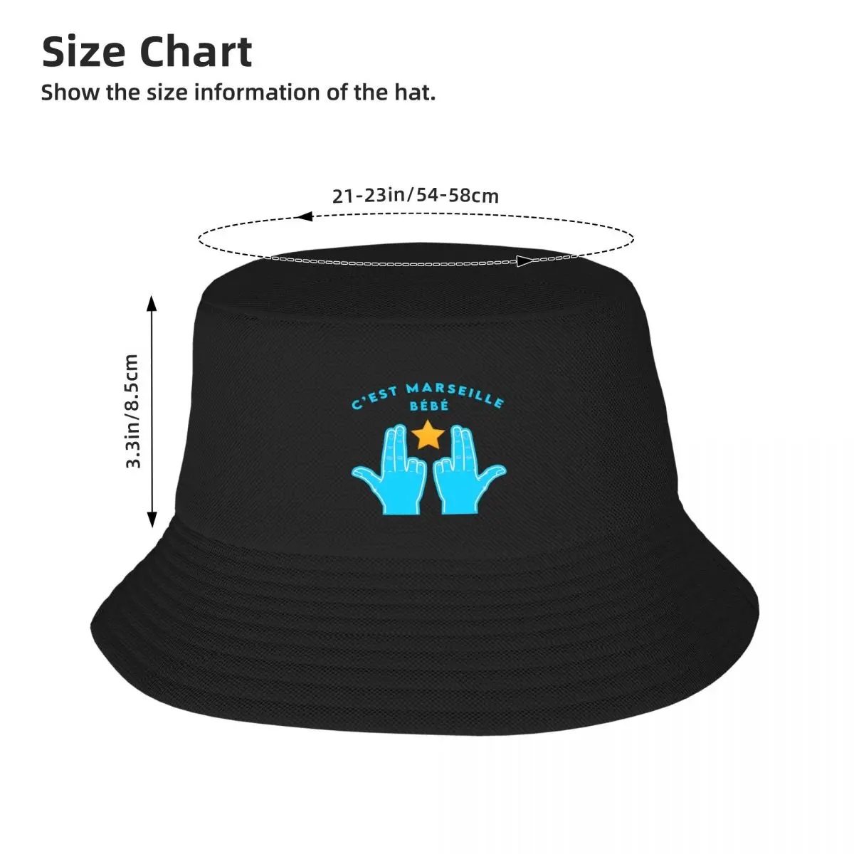 New C\'est marseille bébé JUL & OM champion\'s league star Bucket Hat Male boonie hats Brand Man Caps Caps For Women Men\'s