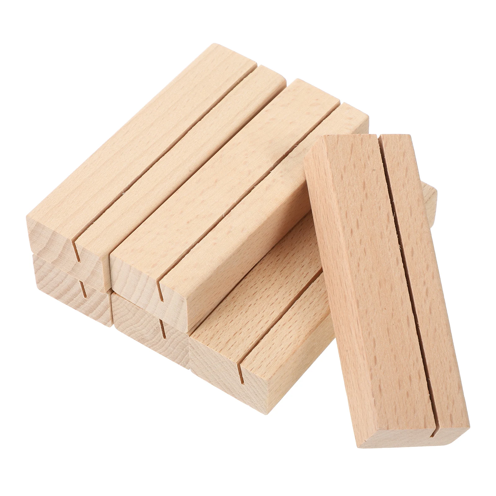 6 Pcs Solid Wood Business Card Holder Office Desktop Stand for Beech Decorative Place