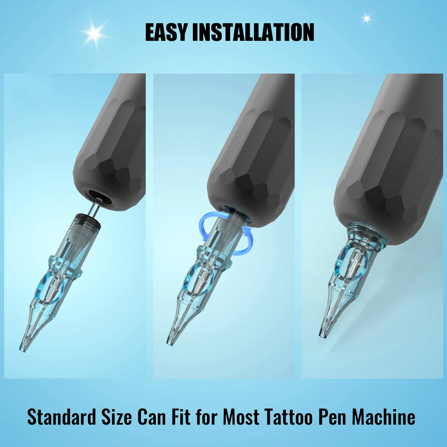 50pcs Mixed Blue Tattoo Cartridge Needles 3/9/7RL 7/9RM Steriled Needles with Membrane Safety Cartridges Needles