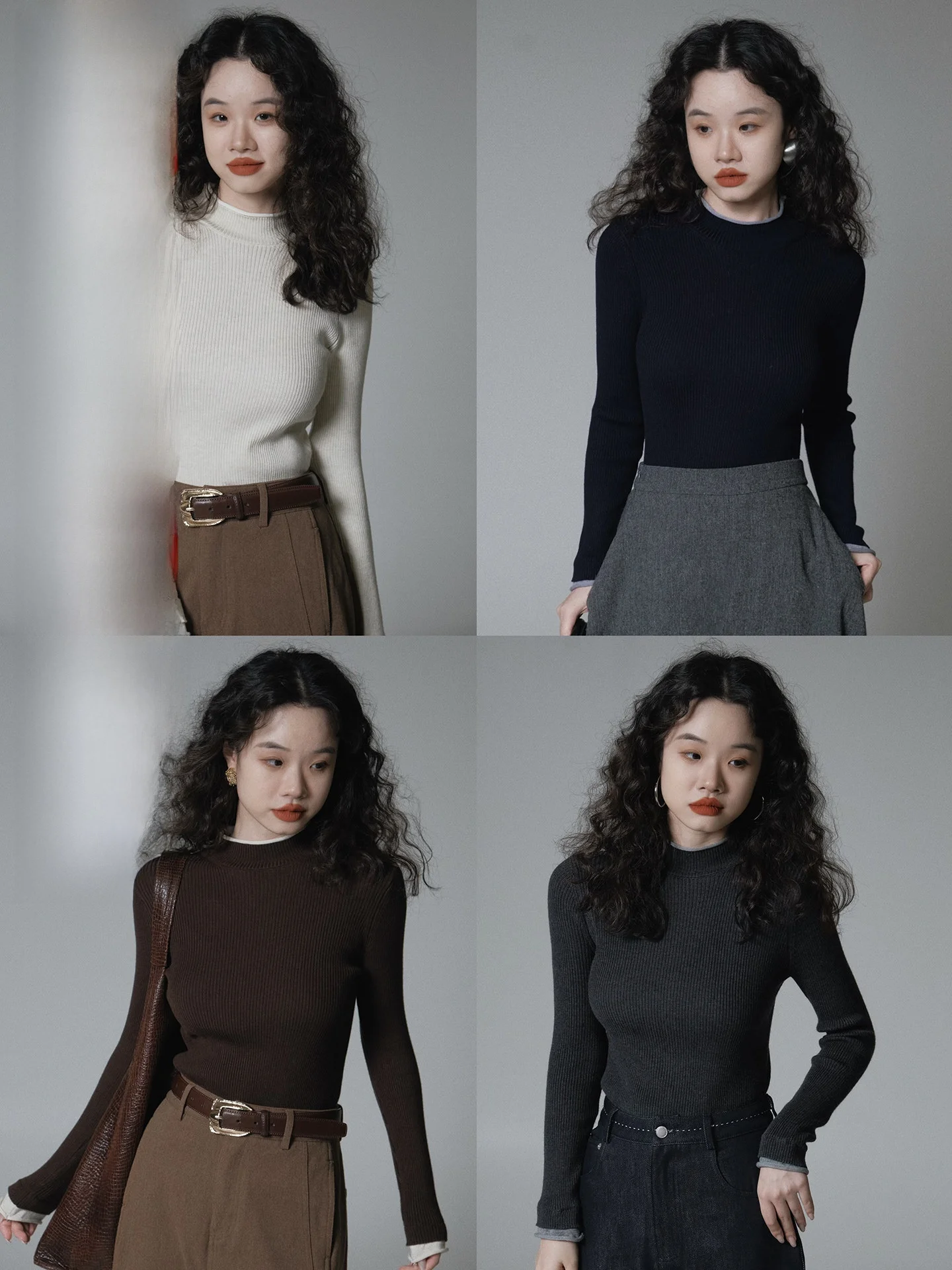 

IVY YANG Color Blo Knitwear Long Sve f High Collar Inner Wear Base irt Skin Friendly Breathable Winter New Sle
