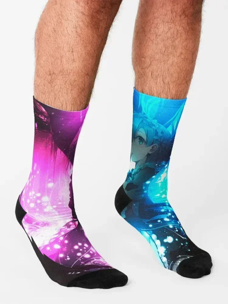 rem and ram (re zero) Socks designer brand gym soccer anti-slip basketball Mens Socks Women's