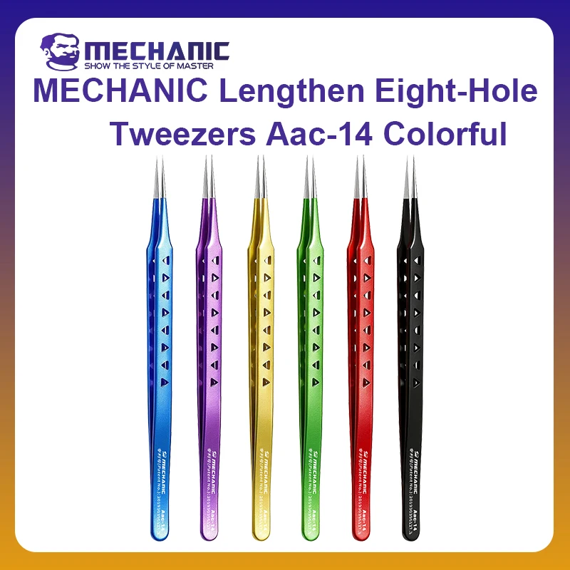 MECHANIC OFFICIAL Aac14 Stainless Steel Tweezers Phone Repair High Precision Hole Heat Dissipation Flying Wire Spot Welding Clip