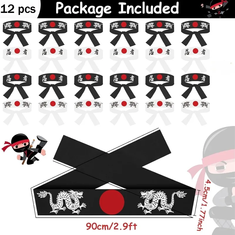 12Pcs Japanese Karate Headband Japanese Sushi Chef Bandana Headwear for Karate Sports Kitchen Cooking Headbands Supply party