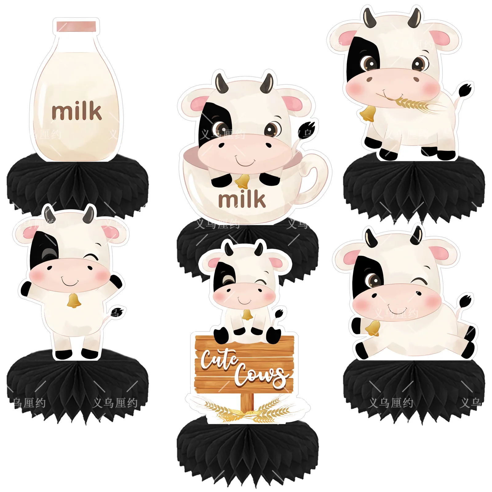 

1 Set Farm Themed Honeycomb Centerpiece Cute Cows Honeycomb Ball Kids Birthday Baby Shower Gender Reveal Party Decoration