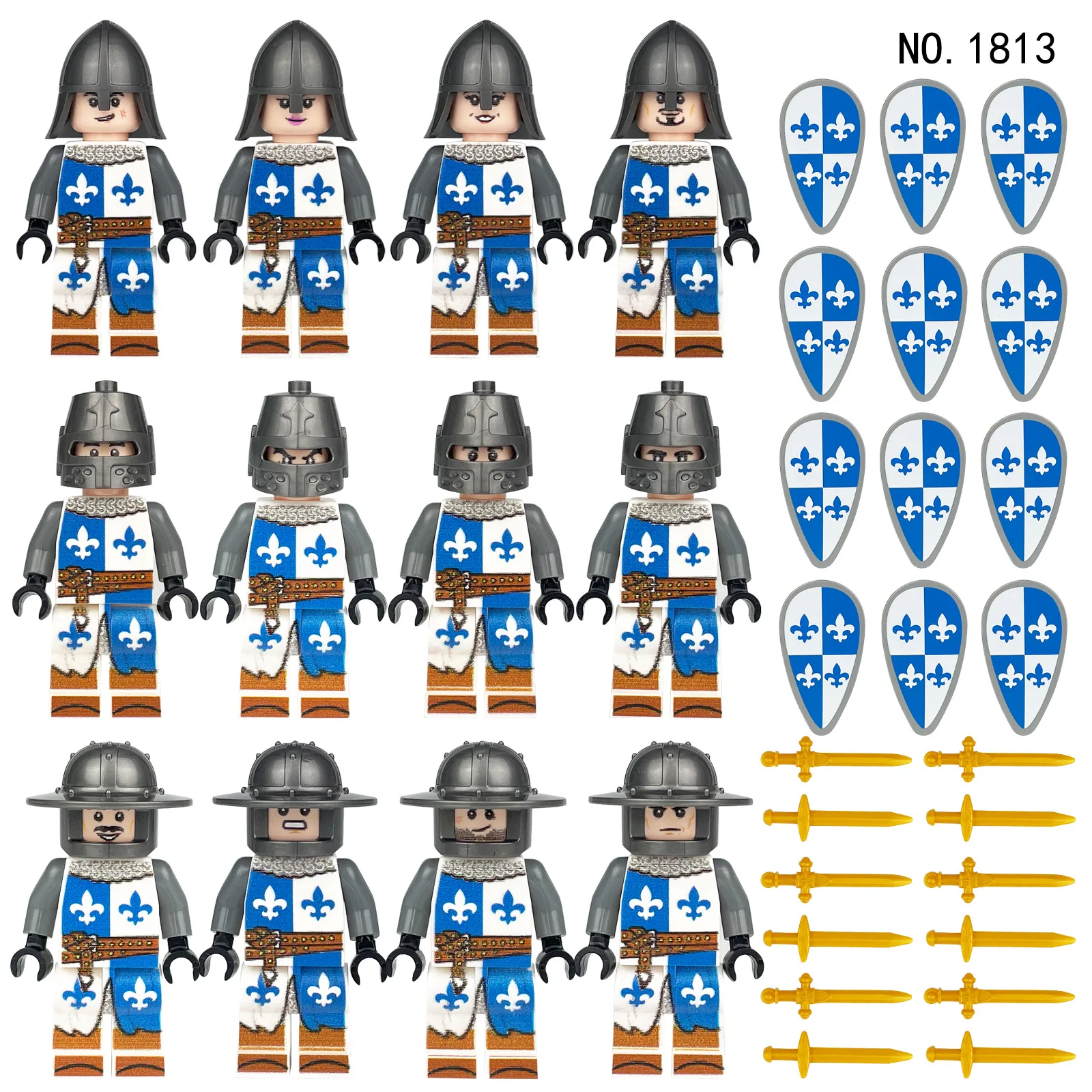 Baustein-Ritterfiguren, Kriegspferd-Humanoidpuppen, Minifiguren, Kinderspielzeug, Cartoon-Figuren für Geburtstagsgeschenke.
