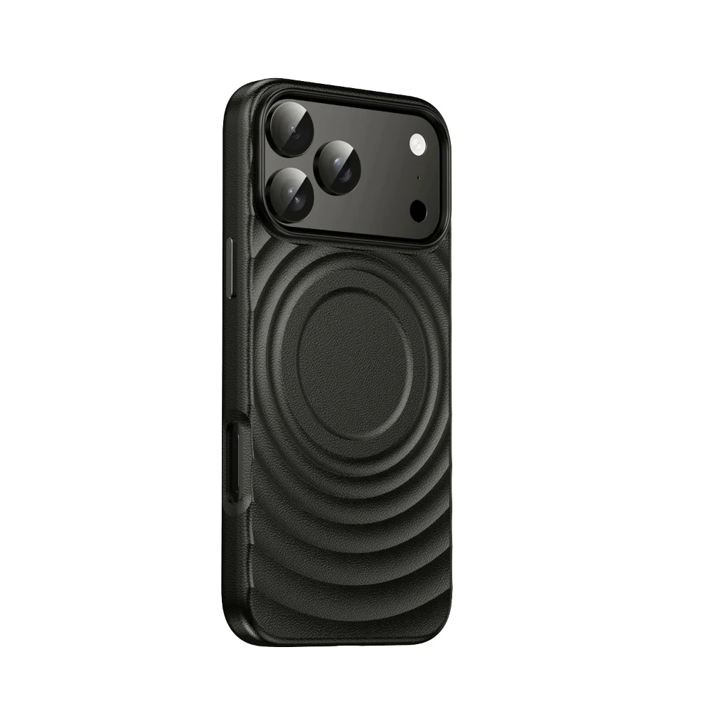 

Чехол для телефона с магнитной беспроводной зарядкой для IPhone 16 Pro Max 17 Air 15 Plus 14, чехол из искусственной кожи с независимым пуговицей и волнистым узором