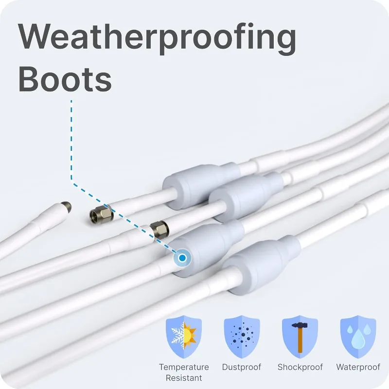 Cabo UltraFlex-Quad: Cabo de extensão Quad-195 de baixa perda ao ar livre avaliado SMA macho para SMA fêmea botas à prova de intempéries comprimento de 20'