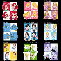 Disney Princess Tinker Bell Ursula Iron on Picture on Clothes Strong color fastness Easy to Use  DIY Decoration