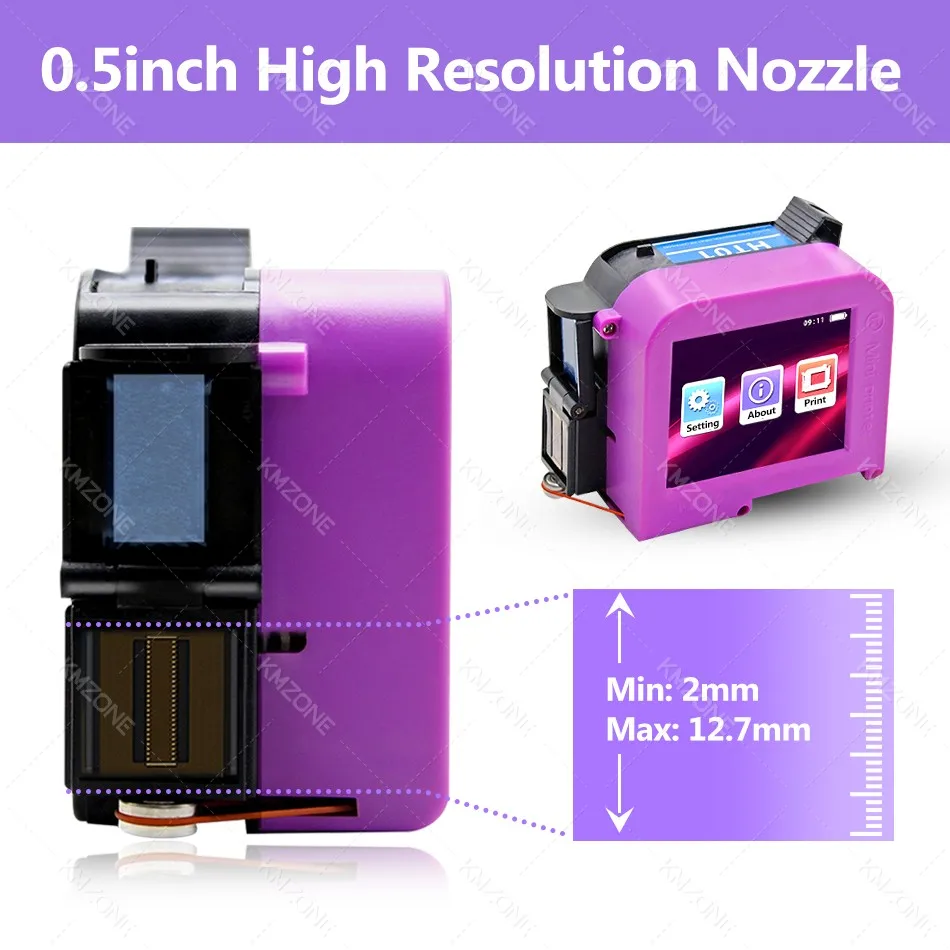 12.7mm Nozzle Mini Handheld Inkjet Printer QR Barcode Batch Date Number Logo Expiry Date Coding Machine Grip optional