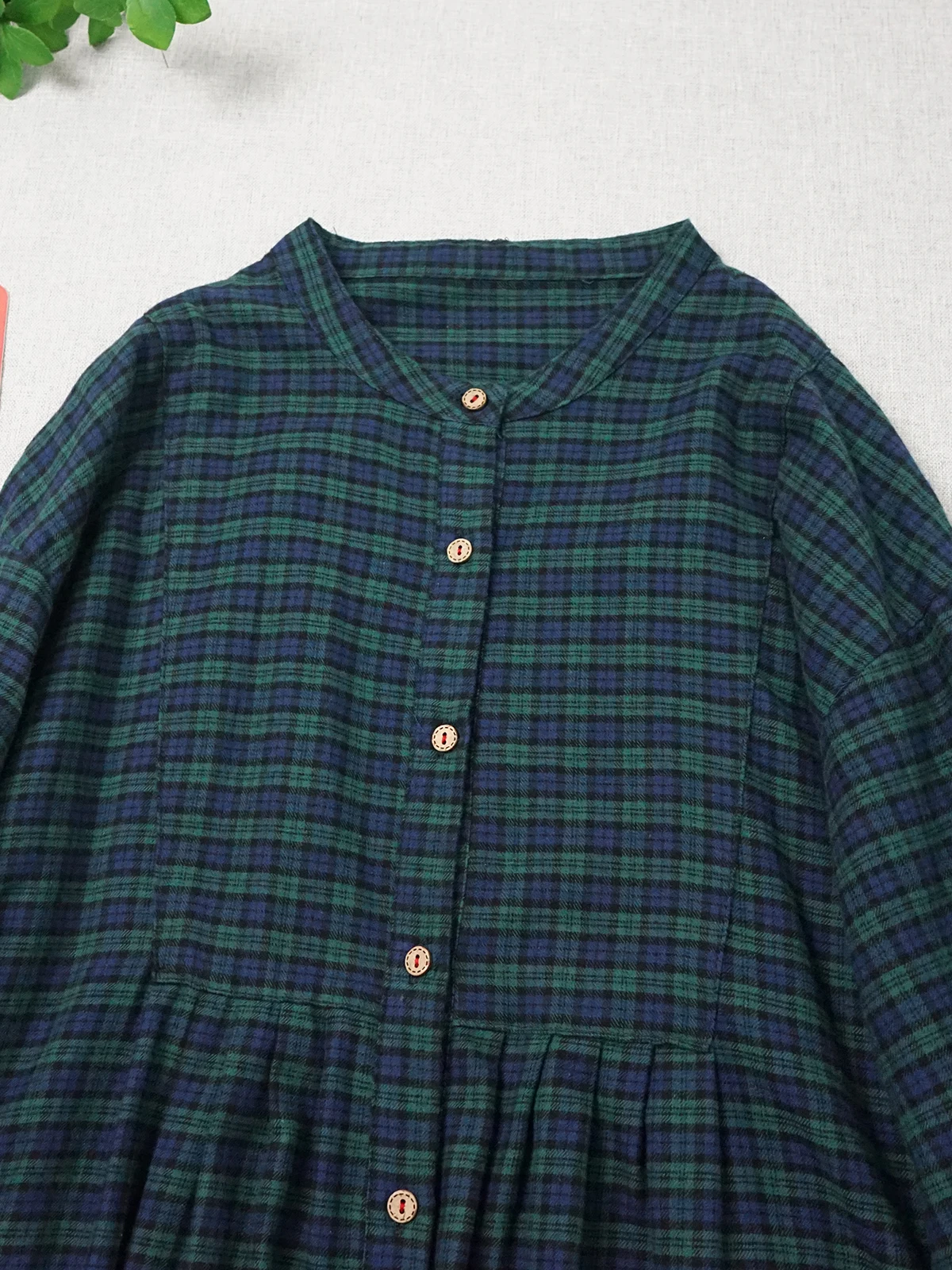 Suave pele-amigável algodão xadrez longo sve dr outono inverno solto cardigan sle midi irt dr para mulher 8-39 anos de idade