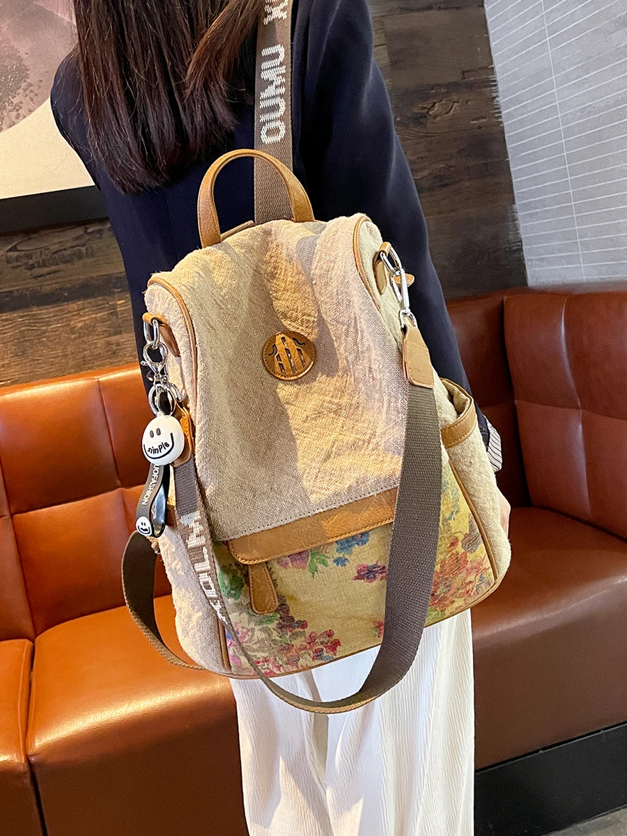 Anti-theft Design Backpack 2025 Mochilas Para Mujer New Women Backpack Shoulder Bolsa Feminina Flower Print Rucksack
