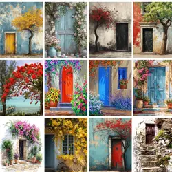GATYZTORY Door Landscape Oil Painting Out By Number On Canvas Pictures For Drawing Paint Kits For Adults Coloring By Number