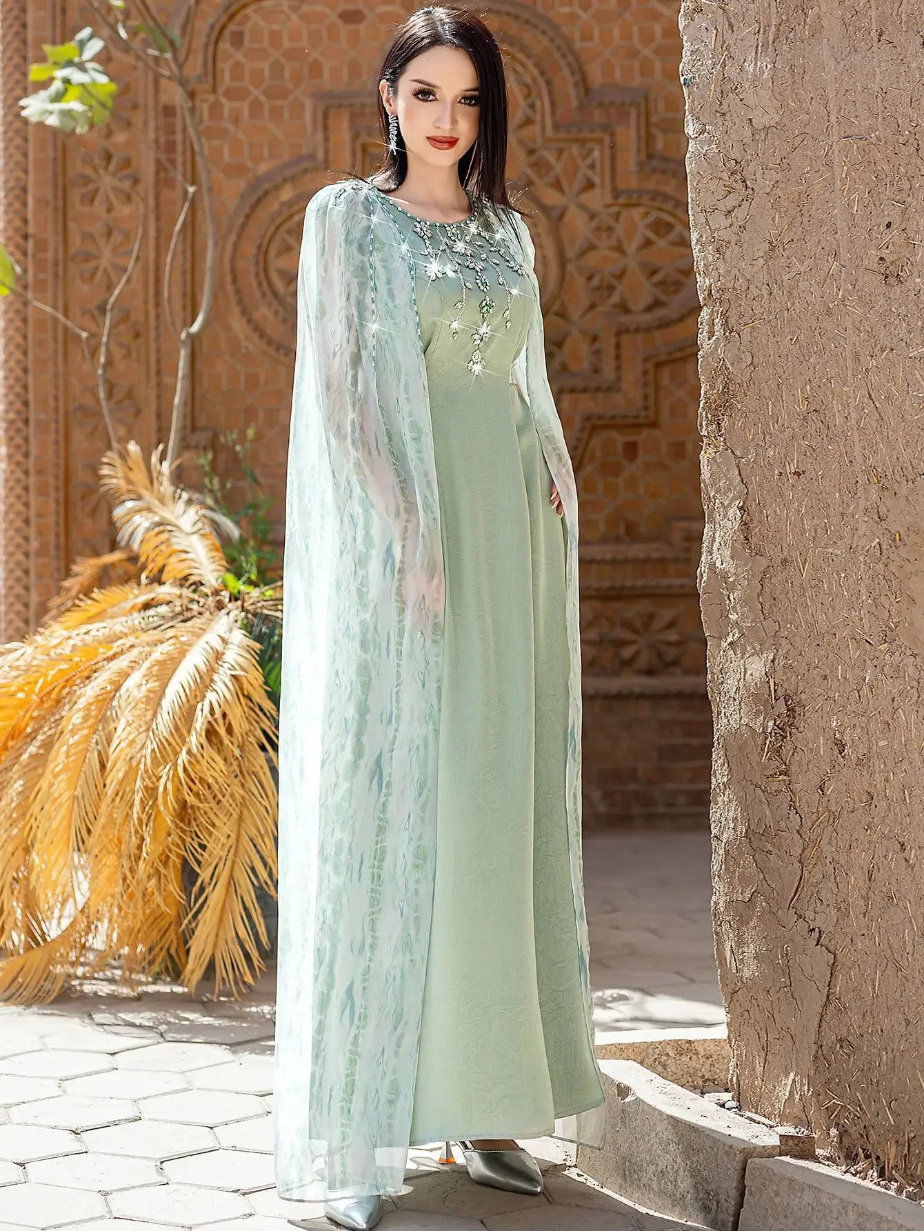 Diamanti di lusso Abaya Dubai Donna Abito da sera musulmano Mantello Jalabiya Marocco Caftano Turchia Caftano Femme Abito Abito Abiti 2025