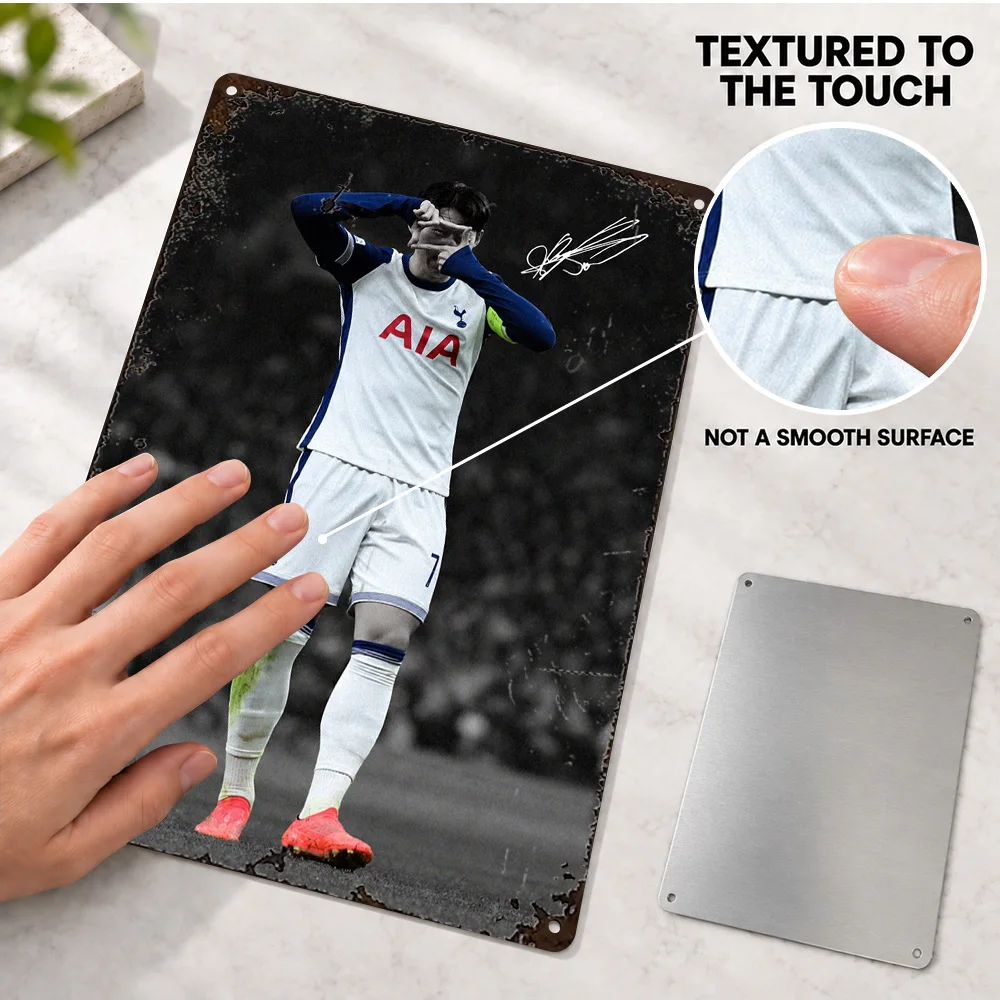 Son Heung-Min Football Player Celebration Aluminum Poster Personalized Metal Sign Sports Photography Wall Art For Home Office