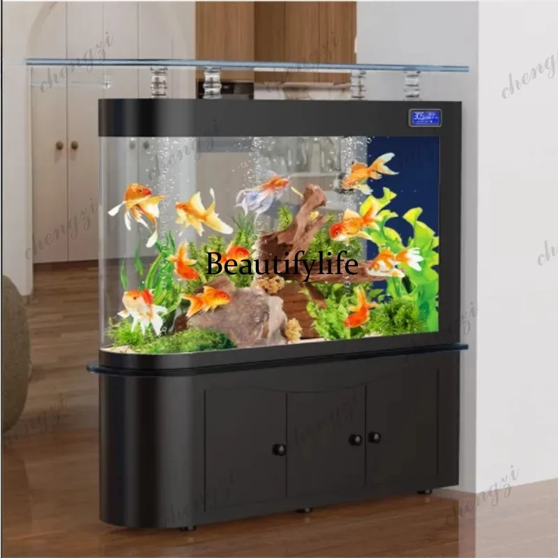 Fish tank aquarium living room ecological glass household large, medium and small entrance floor screen free of water