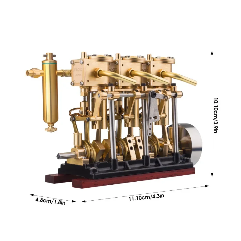 KACIO LS3-13S Verticale twee/drie cilinder heen en weer bewegende stoommachine Model met oliebeker voor 80-120CM stoomschip