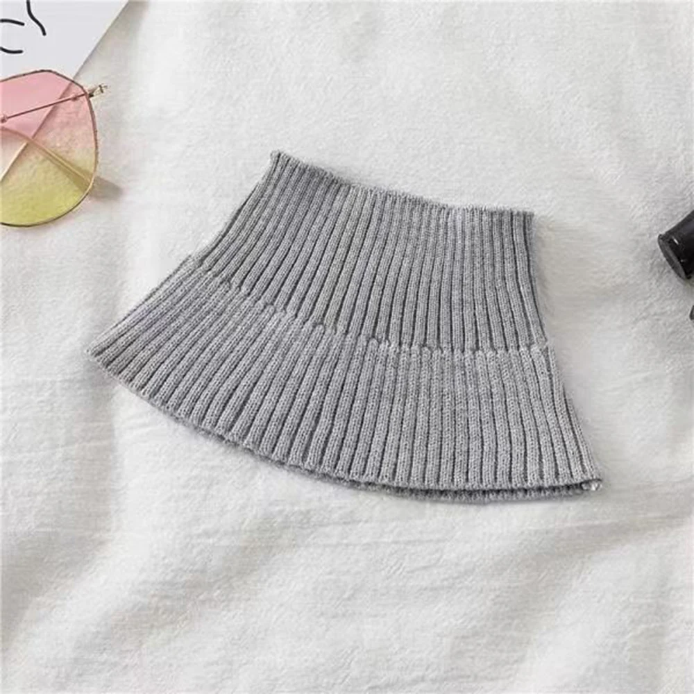 Men Women Knitted Fake Collar Scarf Winter Cycling Windproof Neck Cover Detachable Elastic False Collar Turtleneck Wrap Scarf