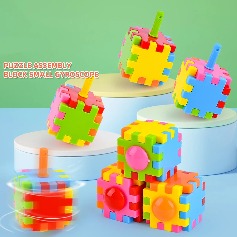 5PCS Children Assembly Building Blocks Gyro Creative Puzzle DIY Assembly Gyro Toys Childhood Nostalgia Decompression Gyro Toys