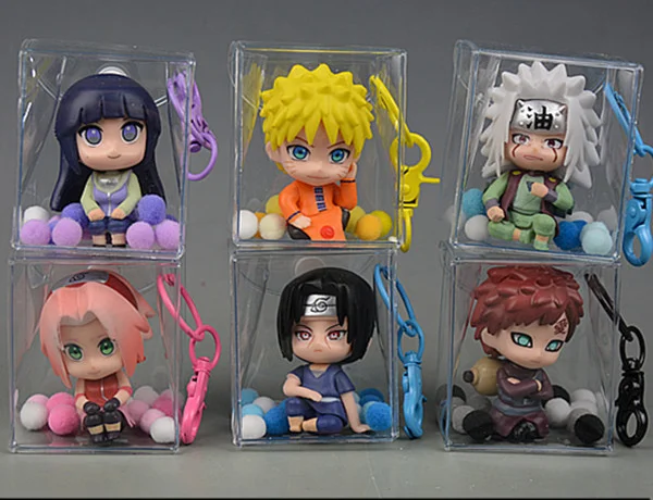Naruto Shippuden Charakter Acryl-Schlüsselanhänger-Set Hinata Naruto Jiraiya Sakura Itachi Gaara Niedliche Chibi-Taschenanhänger Geschenk