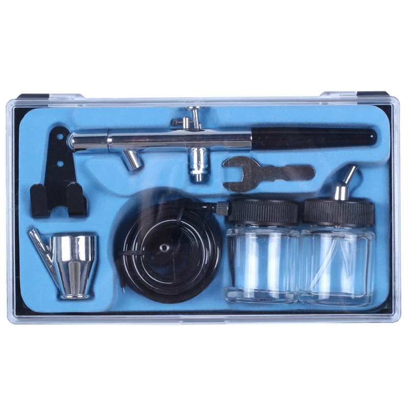 

New Siphon Feed Dual Action 0.35Mm Airbrush Kit Spray Tool Air Brush For Makeup Cake Art Painting Temporary Body With A Complete