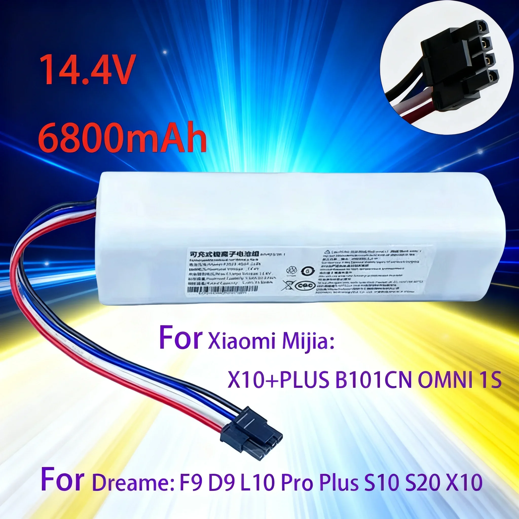 

14.4V6800mAh,Battery X10+PLUS B101CN OMNI 1S for Xiaomi Mijia and Dreame F9 D9 L10 Pro Plus S10 S20 X10 Sweeping Mopping Robot
