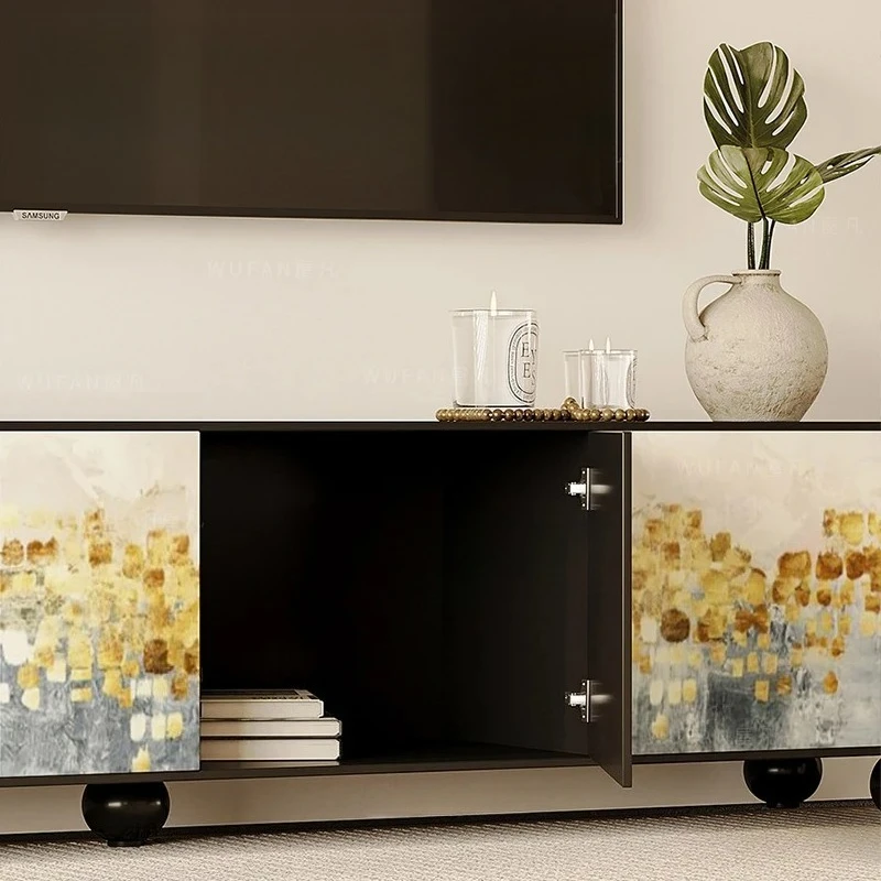French retro TV cabinet Home storage locker Living room decorative cabinet Lobby extended background wall decorative side cabine