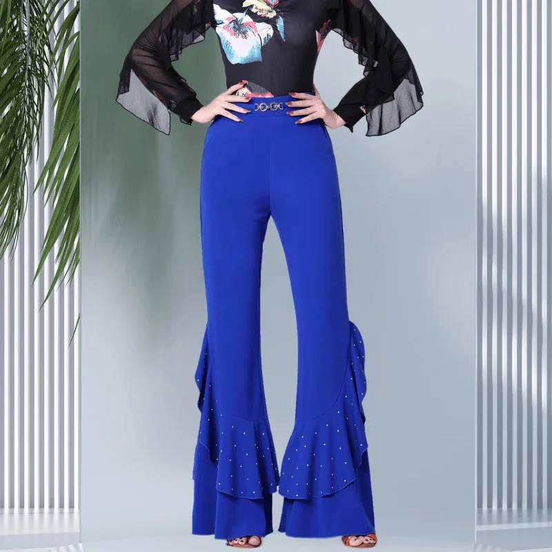 Jiteba 2023 New Female Slim Flared Trousers Square Dance Latin Dance Three-step Performance Dance Pants