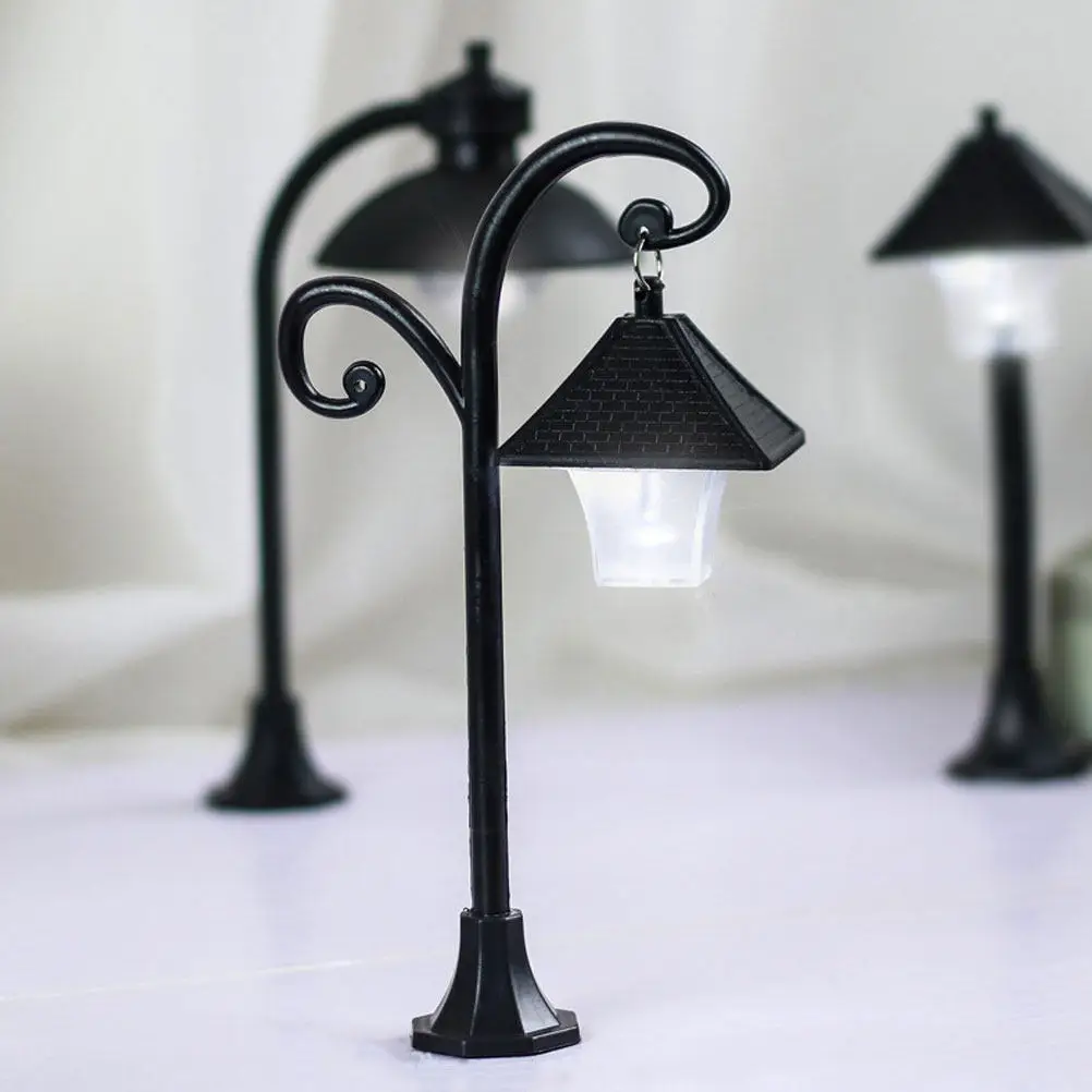 3pcs Mini Plastic Streetlight Decor Lamp for Garden, Outdoor Landscape, Pot Culture & Mini Scene Layout