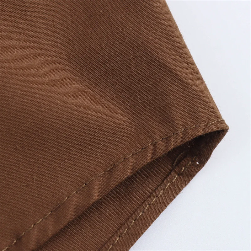 قميص بني كبير الحجم قمصان وبلوزات فضفاضة بأكمام قصيرة قمصان نسائية بأزرار بلوزات أنيقة أنيقة 2025 #5