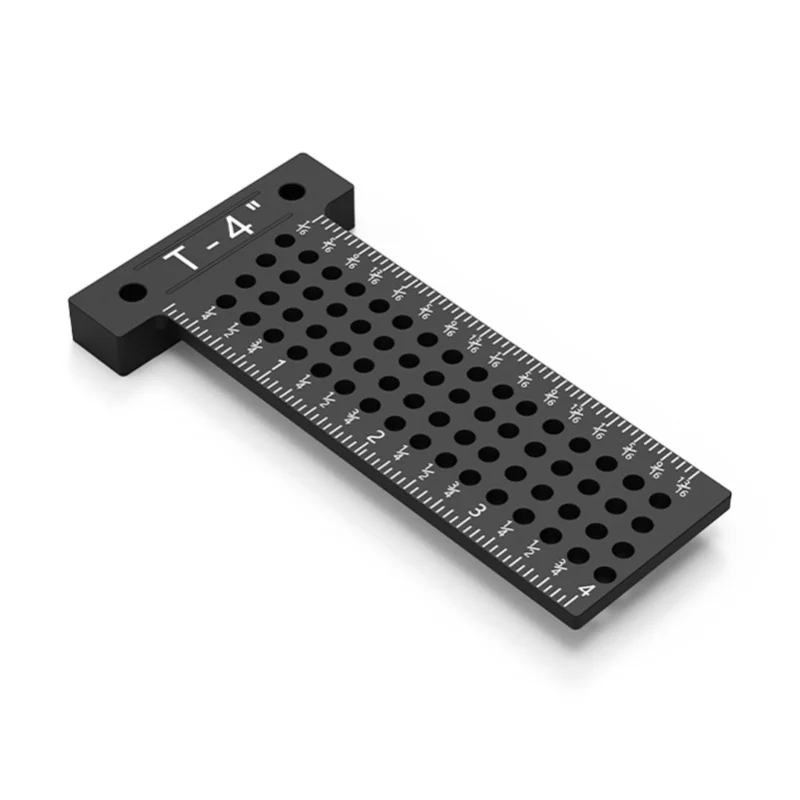 Woodworking Hole Ruler Imperial Scales Hole Locating Auxiliary Marking Gauge Aluminum Alloy T Shape Scriber